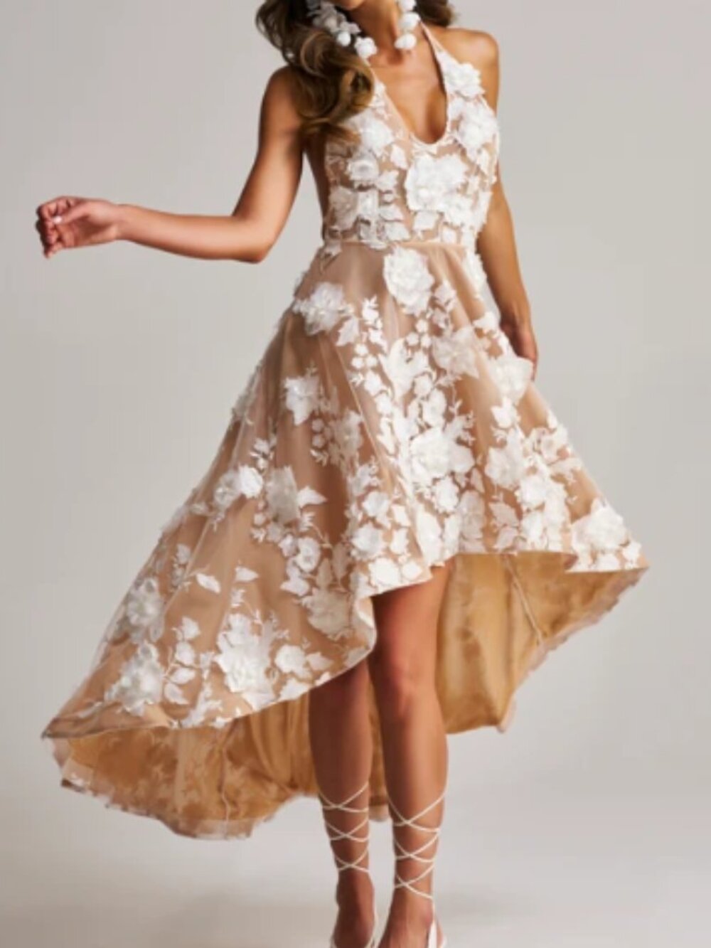 AKIRA LILAH FLOWER APPLIQUE MIDI DRESS Size SS